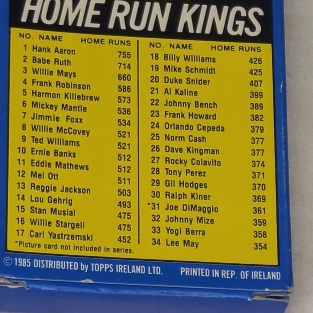 1985 Topps Circle K Baseball All Time Home Run Kings Collector's 33 card Set - Picture 7 of 16